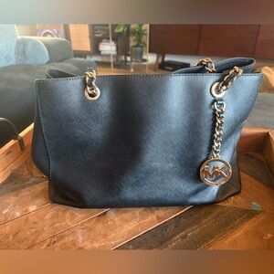 Michael Kors Black Saffiano Leather Tote – Chain Strap